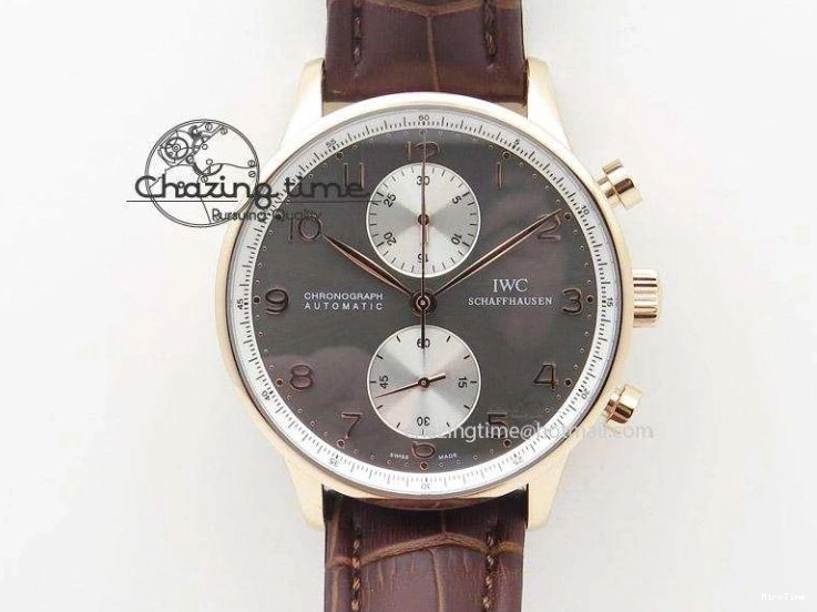 MIROTIME 0427 Sustainable Portuguese IW5444 SS White Dial RG Numbers On Brown Leather Strap A 7256